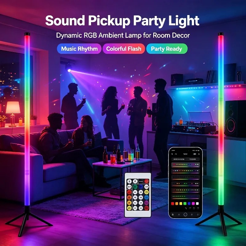 Photography Lighting Game - 2PCS 120CM RGB Floor Lamp, Sound